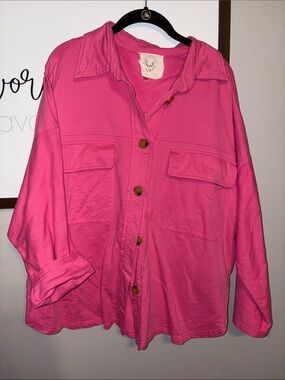 Fantastic Fawn Hot Pink Button-Front Utility Shirt